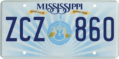 MS license plate ZCZ860