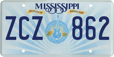 MS license plate ZCZ862