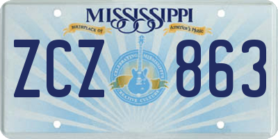MS license plate ZCZ863