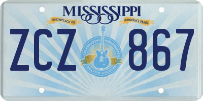 MS license plate ZCZ867