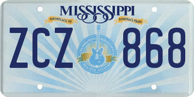MS license plate ZCZ868