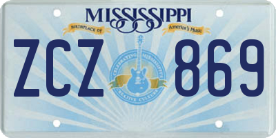 MS license plate ZCZ869
