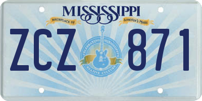 MS license plate ZCZ871