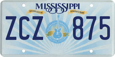 MS license plate ZCZ875