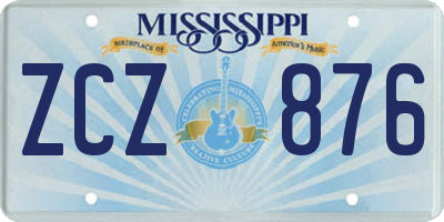 MS license plate ZCZ876