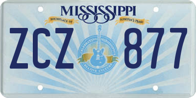 MS license plate ZCZ877
