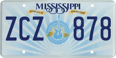 MS license plate ZCZ878