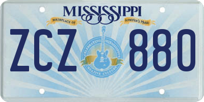 MS license plate ZCZ880