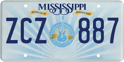 MS license plate ZCZ887