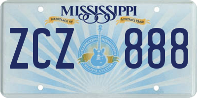MS license plate ZCZ888