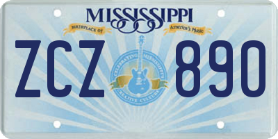 MS license plate ZCZ890