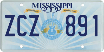 MS license plate ZCZ891