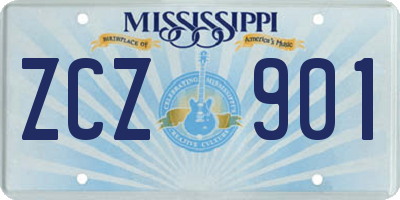 MS license plate ZCZ901