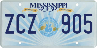 MS license plate ZCZ905