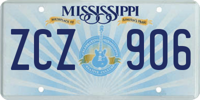 MS license plate ZCZ906