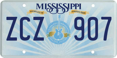 MS license plate ZCZ907