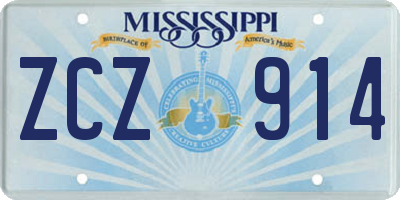 MS license plate ZCZ914