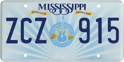 MS license plate ZCZ915
