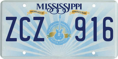 MS license plate ZCZ916