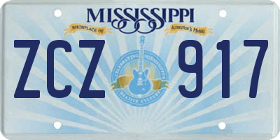 MS license plate ZCZ917