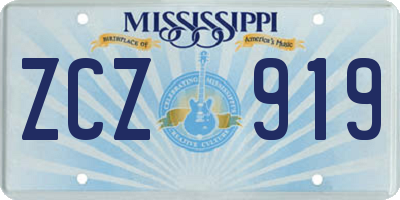 MS license plate ZCZ919
