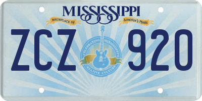 MS license plate ZCZ920