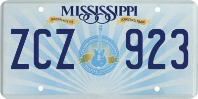 MS license plate ZCZ923