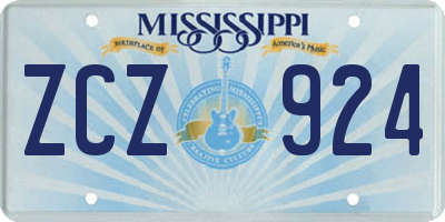 MS license plate ZCZ924