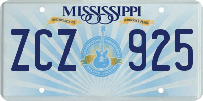 MS license plate ZCZ925
