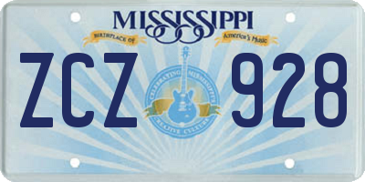 MS license plate ZCZ928
