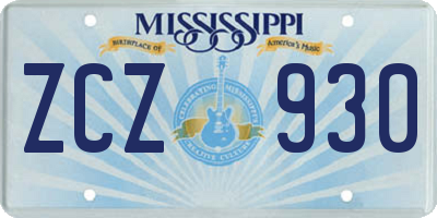 MS license plate ZCZ930