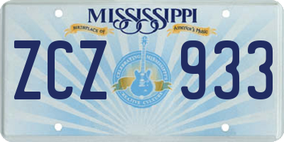 MS license plate ZCZ933