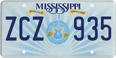 MS license plate ZCZ935