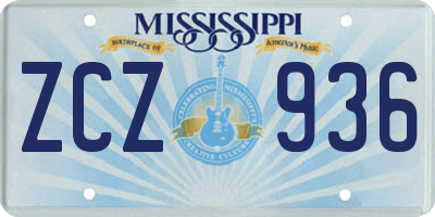 MS license plate ZCZ936