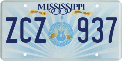 MS license plate ZCZ937