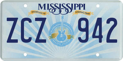 MS license plate ZCZ942
