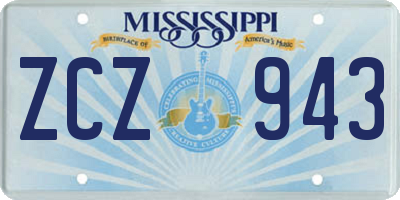MS license plate ZCZ943