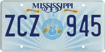 MS license plate ZCZ945