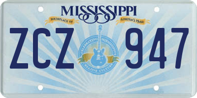 MS license plate ZCZ947