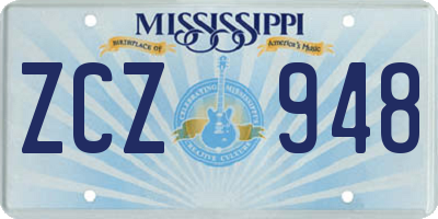 MS license plate ZCZ948