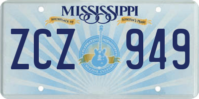 MS license plate ZCZ949