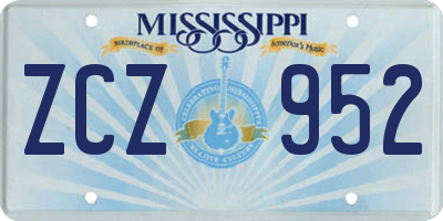 MS license plate ZCZ952