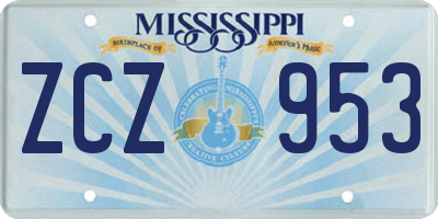 MS license plate ZCZ953