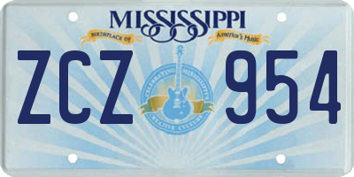 MS license plate ZCZ954
