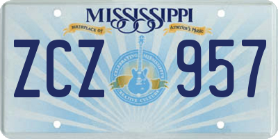 MS license plate ZCZ957