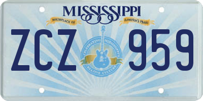 MS license plate ZCZ959