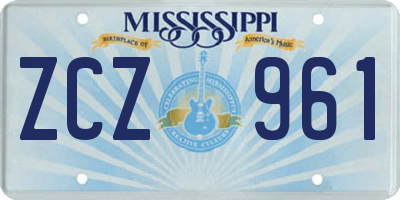 MS license plate ZCZ961