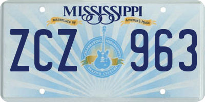 MS license plate ZCZ963