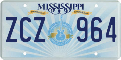 MS license plate ZCZ964