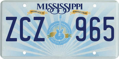 MS license plate ZCZ965